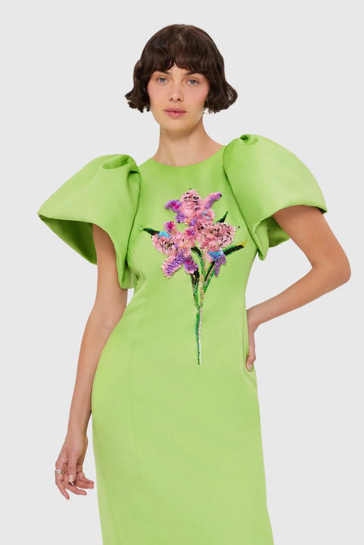 Leo Lin Lucinda Embellished Maxi Dress - Lily Print in Parakeet photo 3