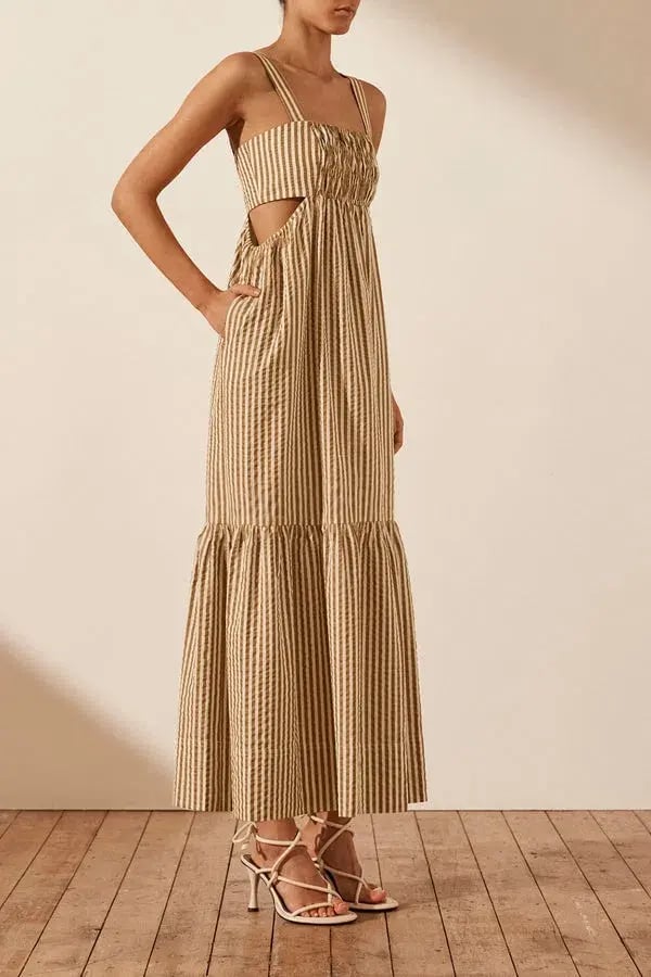 Shona Joy Hele Cut Out Ruched Midi Dress Print Size 10 photo 2