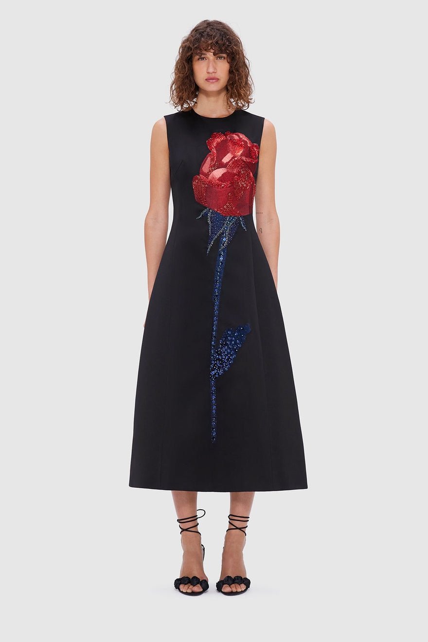 Leo Lin Cleo Embellished Sleeveless Midi Dress - Rose Print photo 2
