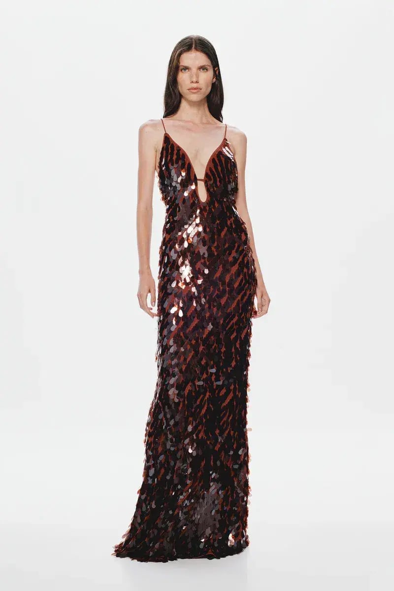 Misha Collection The Sapphire Sequin Maxi Dress in Fig Size 8/S photo 2