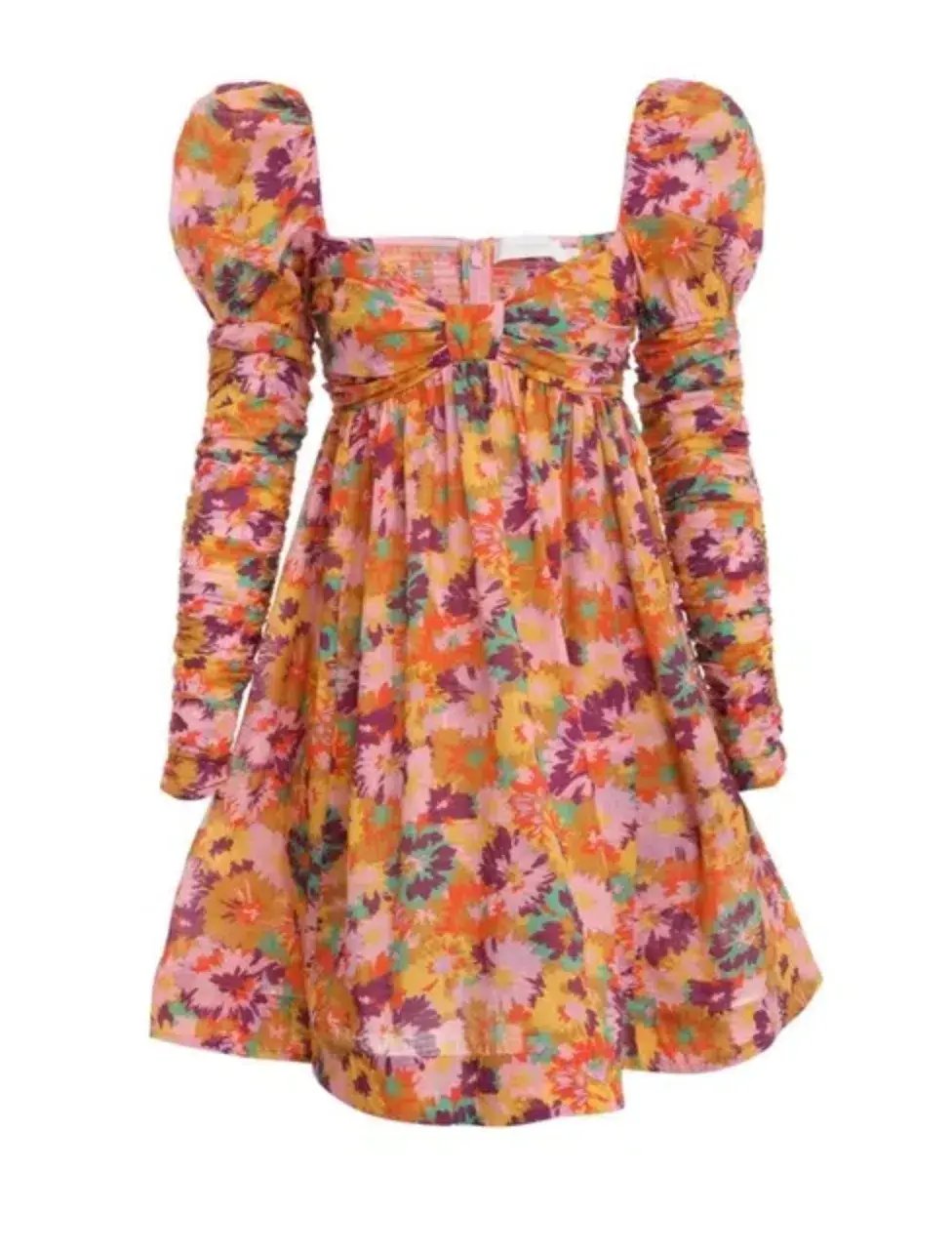 Zimmermann Violet Twist Front Mini Dress Mustard Multi Floral Size 1/Au 10 photo 3