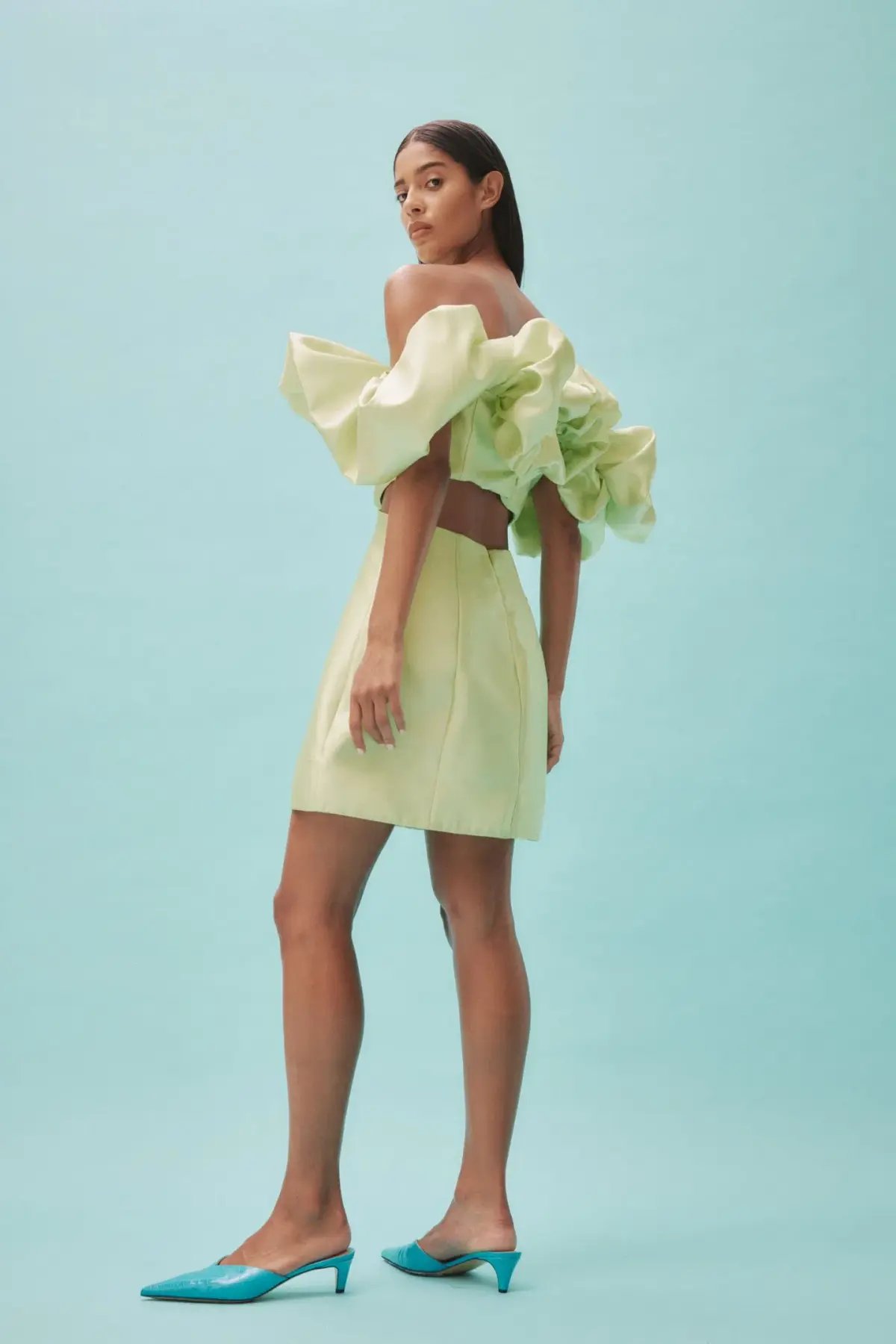 Alemais Suzi Off Shoulder Dress Charteuse Size 6 photo 6