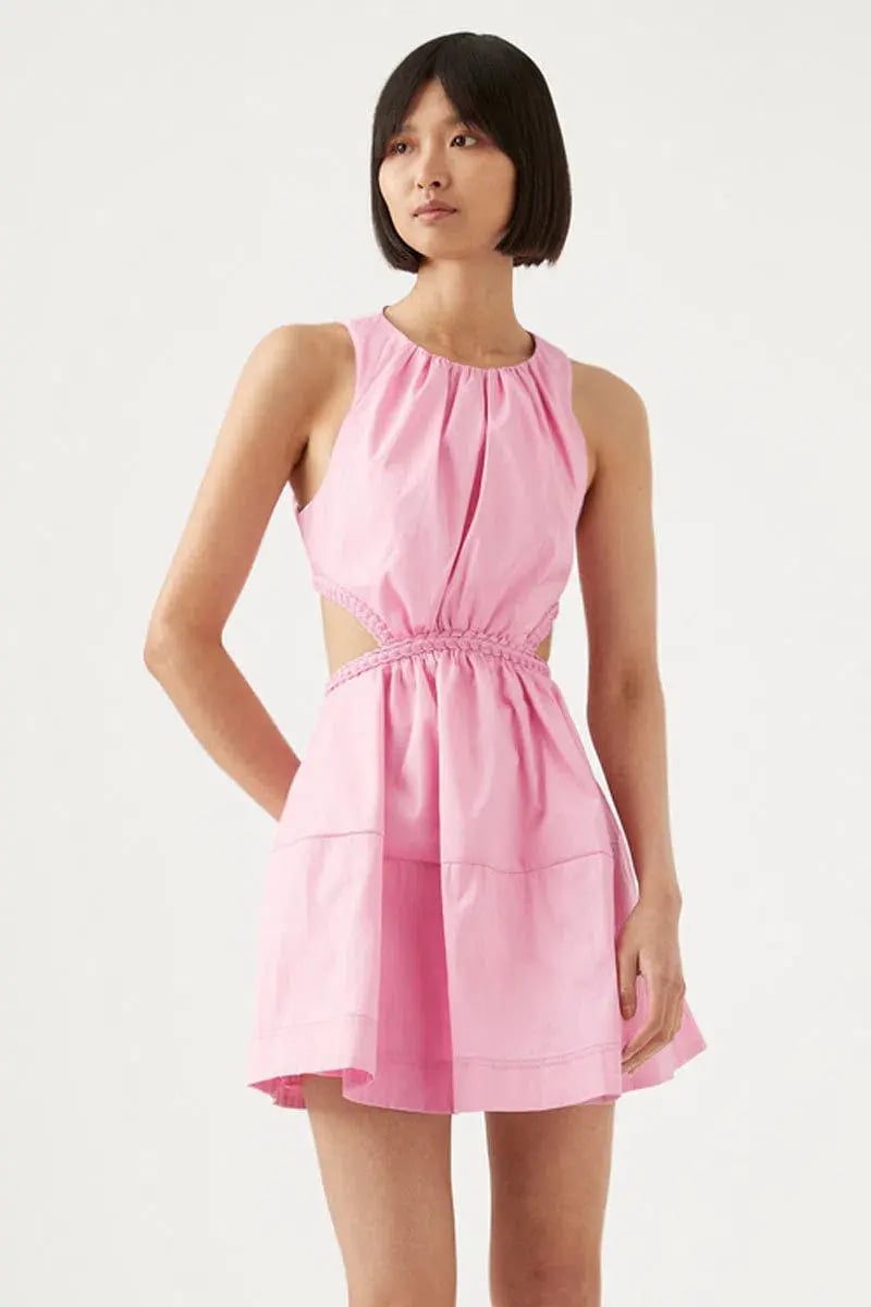 Aje Voyage Braided Cut Out Mini Dress Pink Size 8 photo 2