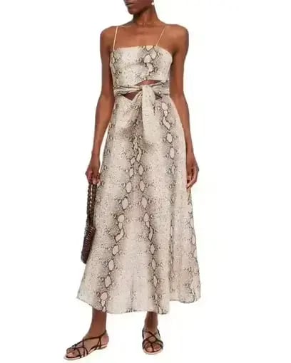 ZIMMERMANN BELLITUDE PYTHON CUT OUT MIDI DRESS ANIMAL PRINT SIZE 1 / AU 10 US 6 photo 2