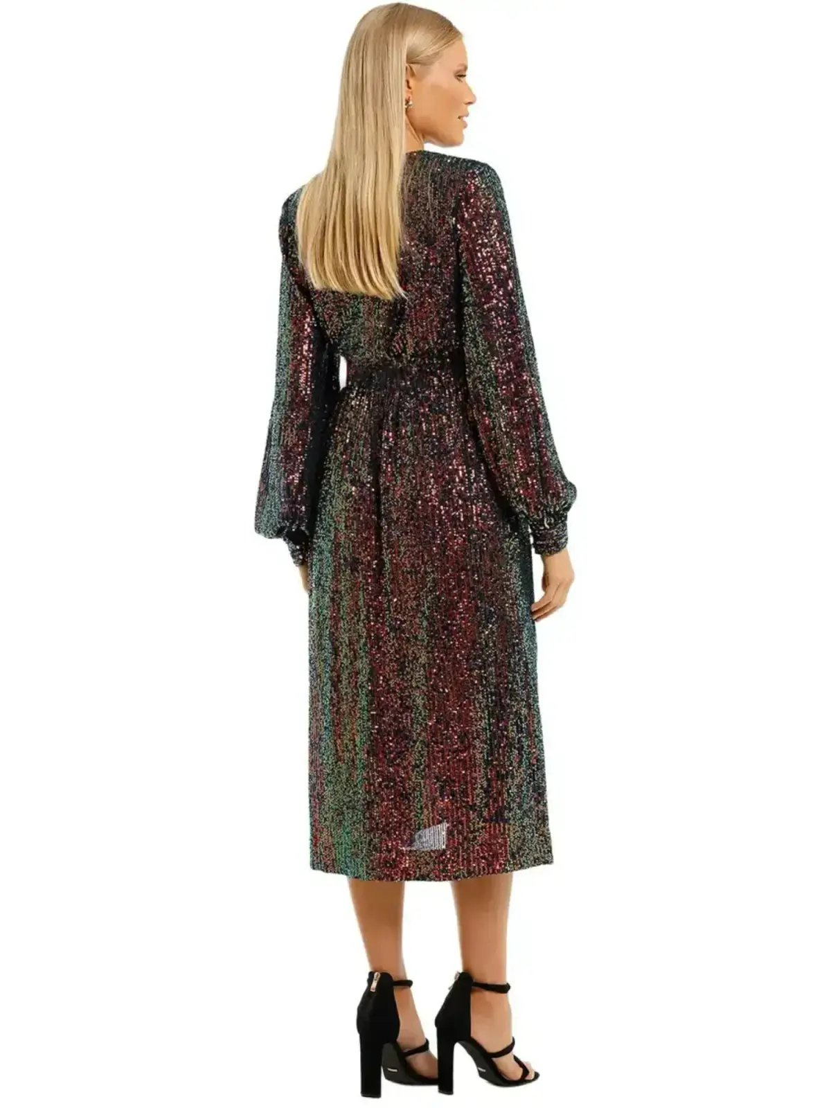 Rebecca Vallance Roxbury Long Sleeve Midi Dress in Multi Size AU 12 photo 2