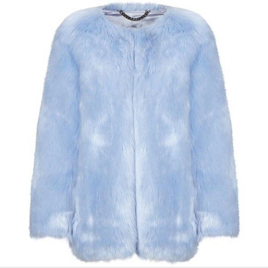 THP Faux Fur Coat in Baby Blue photo 3