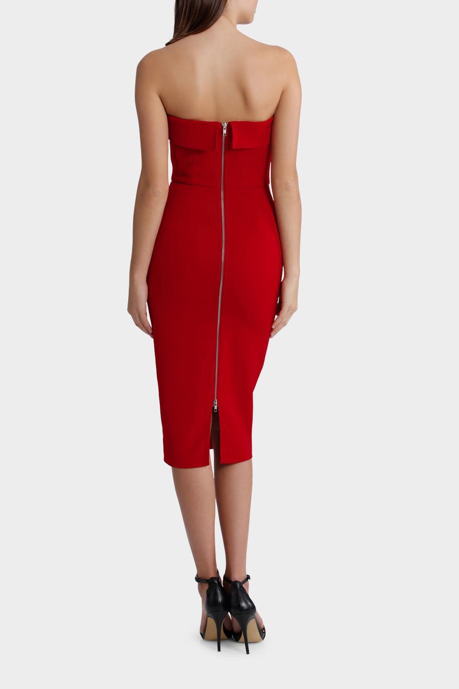 Alex Perry Elsie Red Stretch Strapless Cuff Red Size 6 photo 3