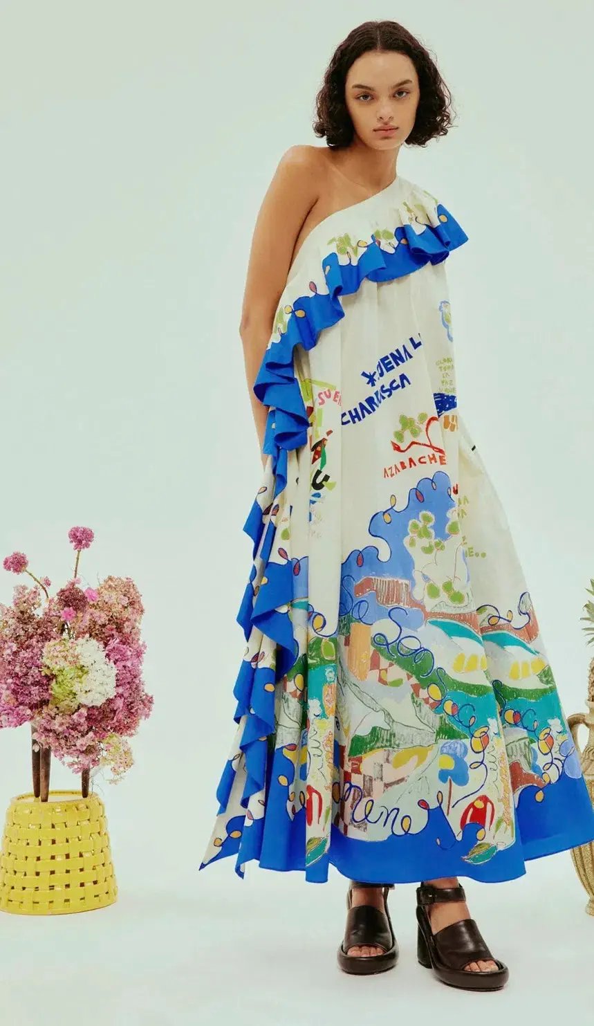 Alemais Nadia Dress One Shoulder Ruffle Maxi Print Size AU 16 photo 4
