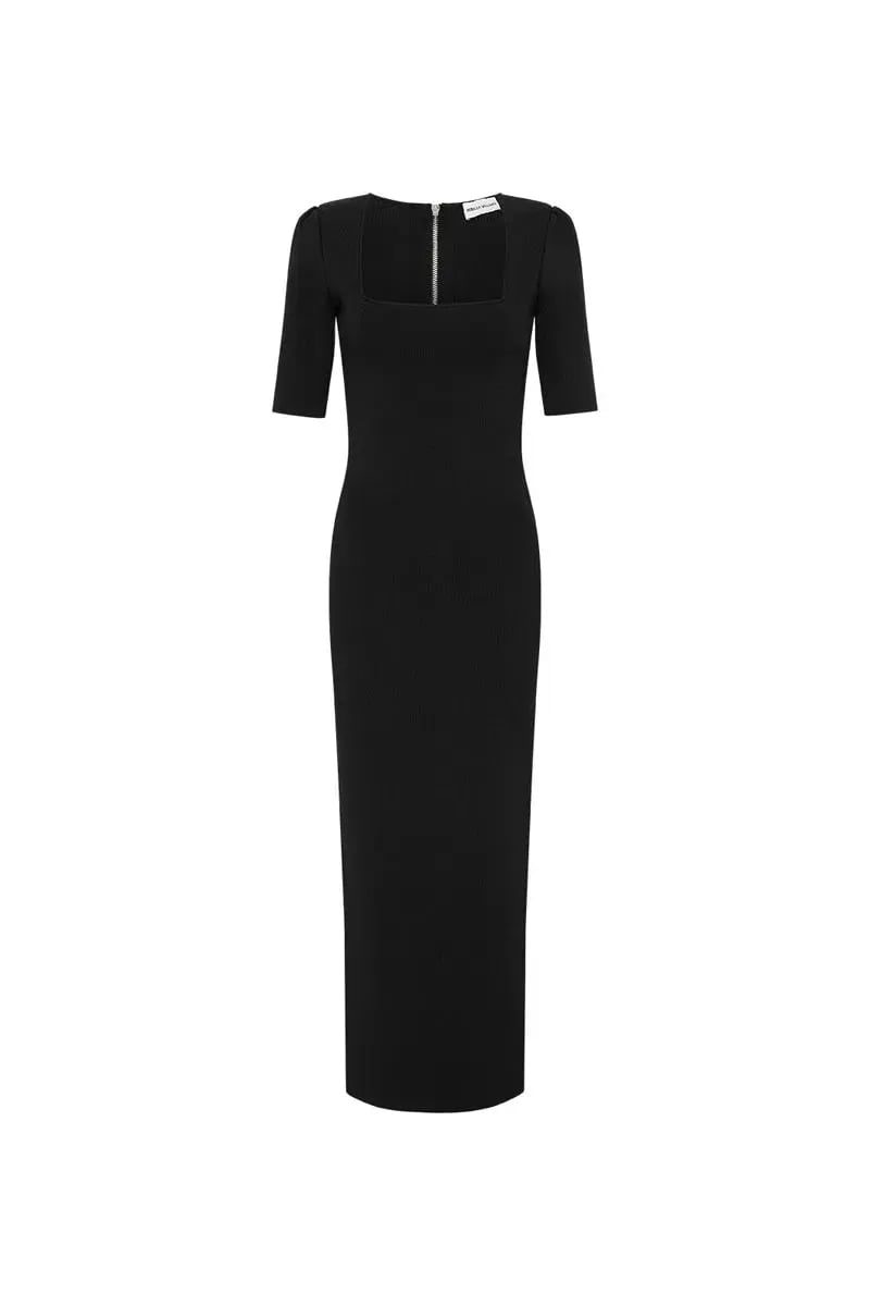 Rebecca Vallance Gaia Knit Midi Dress Black Size L/ AU 12 photo 3