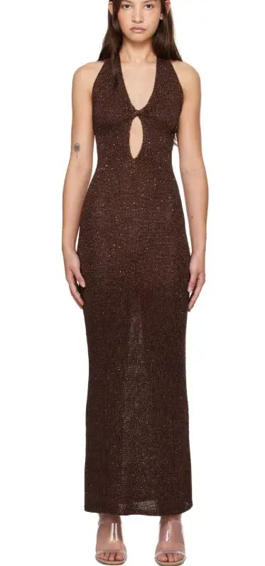 Bec and Bridge Brown Delfina Halter Midi Dress Size 10/M photo 5