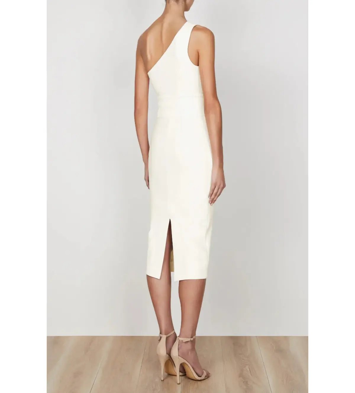 Shona Joy Lucy One Shoulder Midi Dress Ivory Size AU 8 photo 3