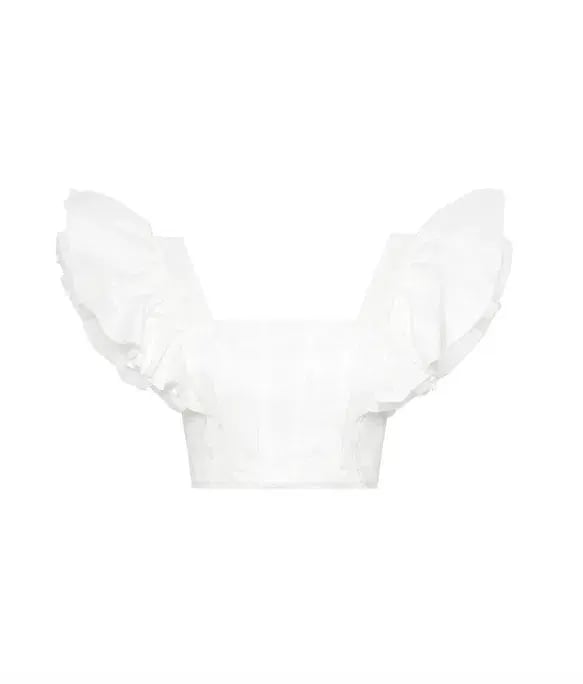 Aje Vanades Frill Crop Top & New Wave Mini Skirt Set Ivory Size 8 photo 6