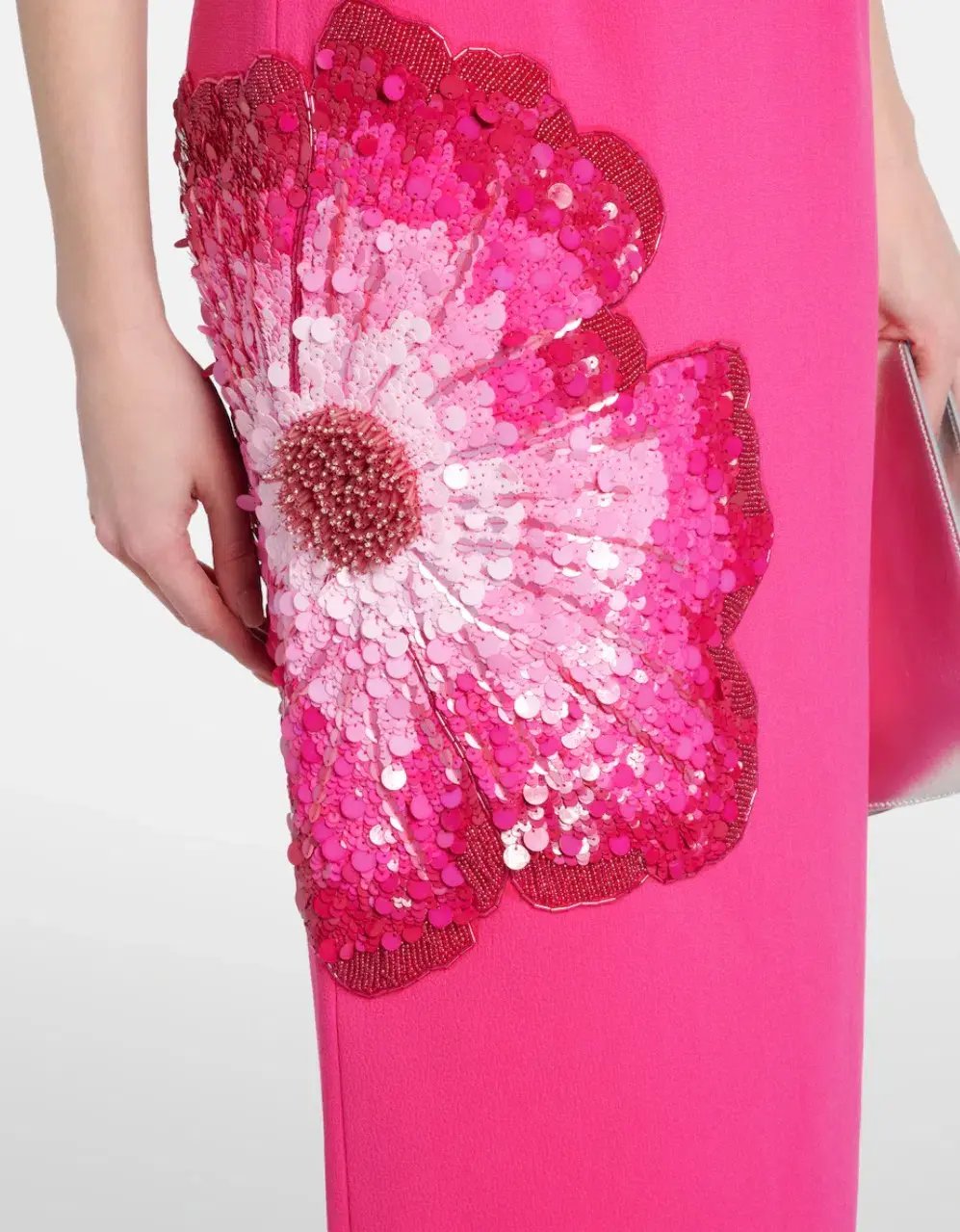 Rebecca Vallance Layana Puff-Sleeve Embellished Midi Dress in Pink Size 10 photo 4