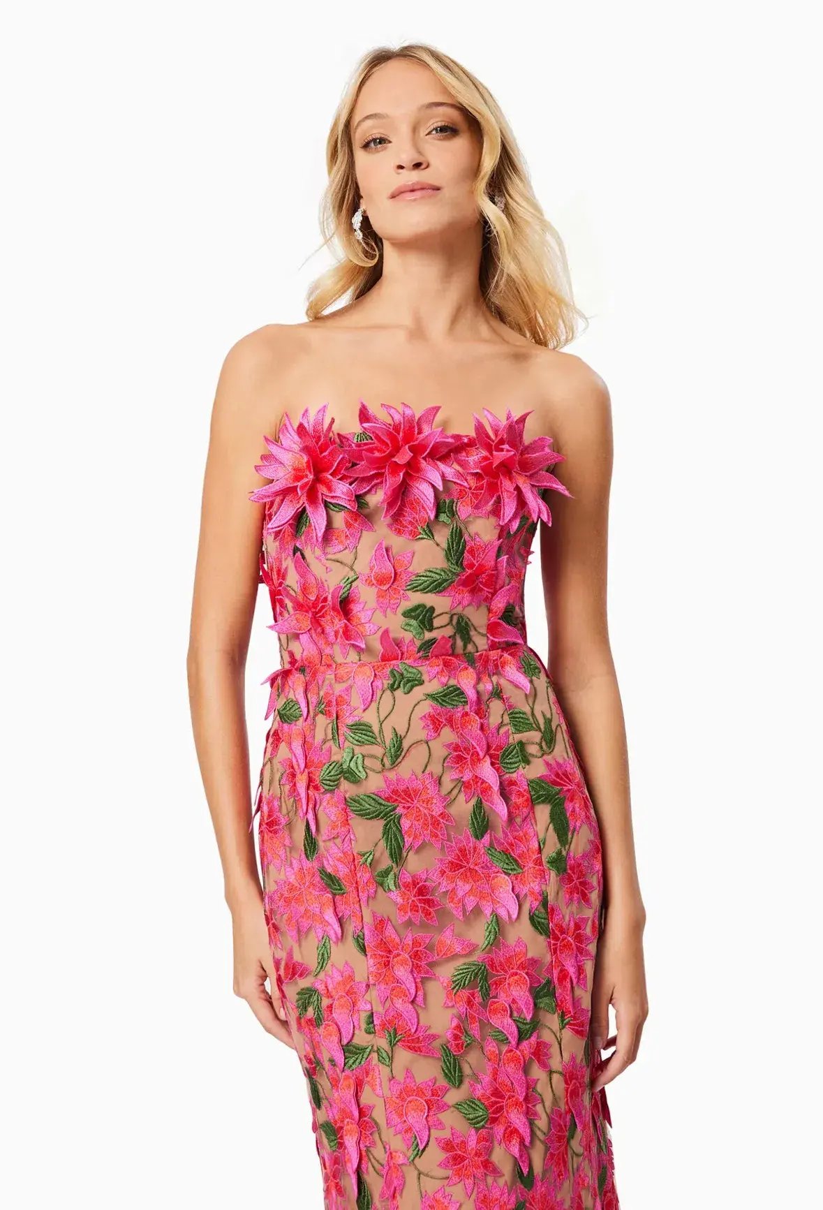 Elliatt Valentina Midi Dress Pink Multi Floral Size 8 photo 2