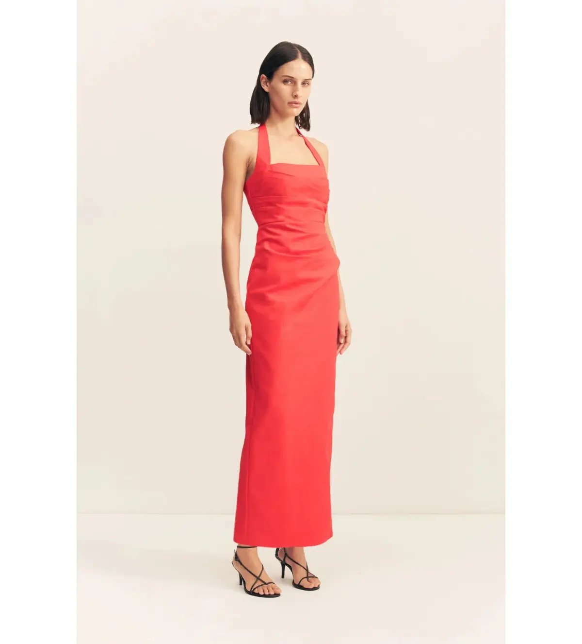 Shona Joy Lani Draped Halter Maxi Dress Chilli Size AU 14 photo 2