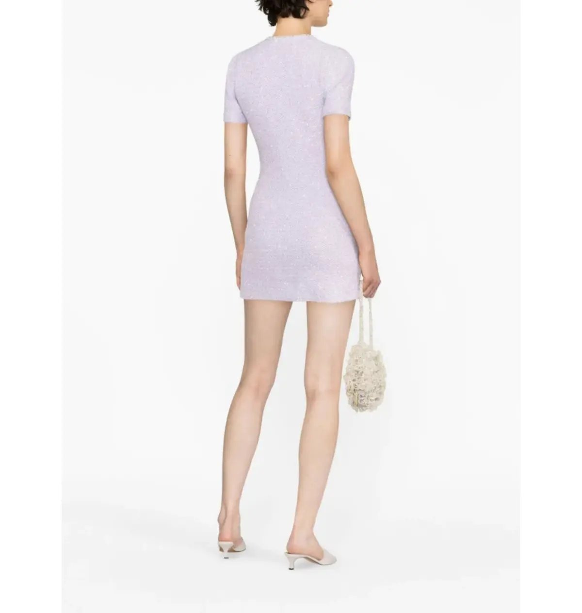 Self Portrait Embellished Knit Mini Dress Lilac Size AU 8 photo 2