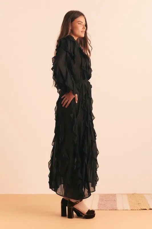Bohemian Traders Sunray Flounce Maxi Dress In Black Size 10 photo 2