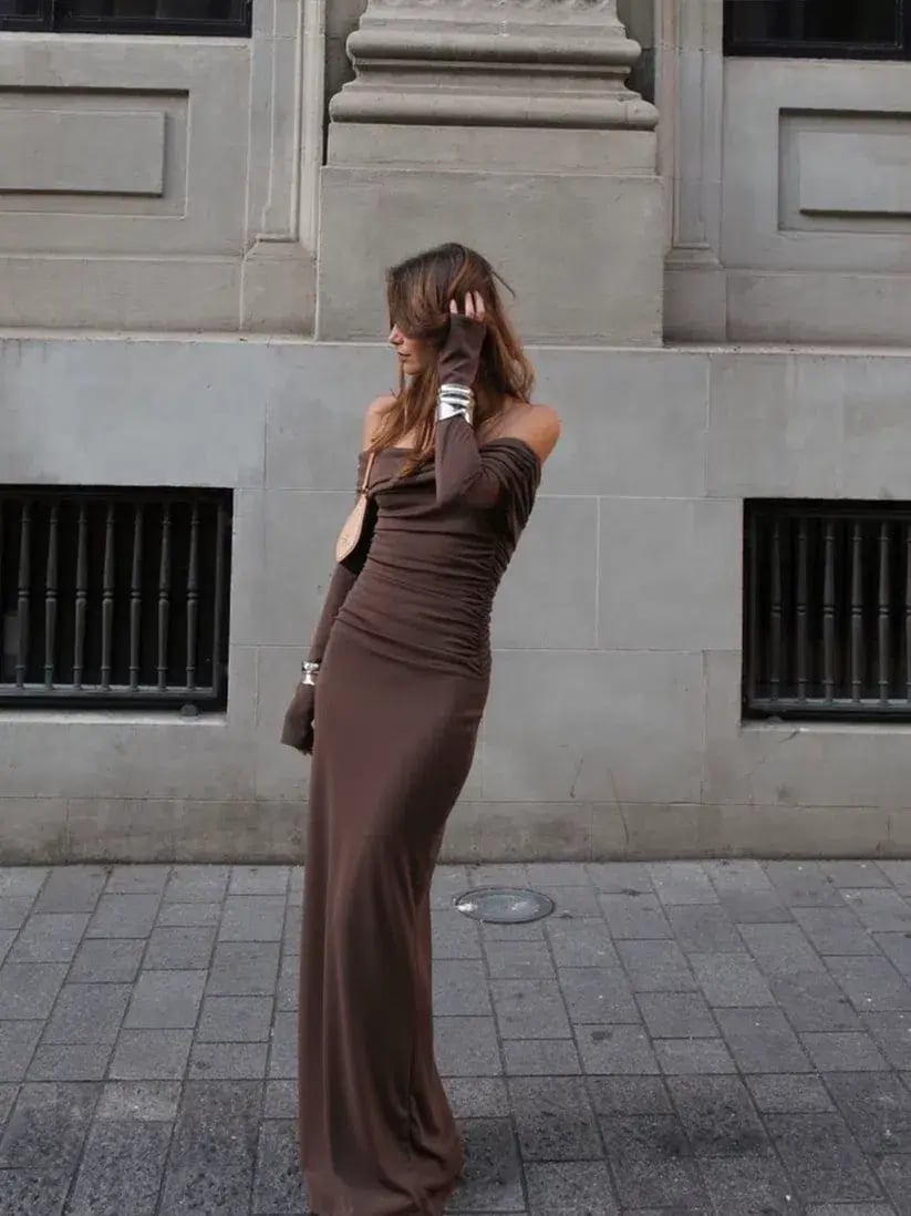 Benni Lorena Maxi Dress Ash Brown Size AU 12 photo 5