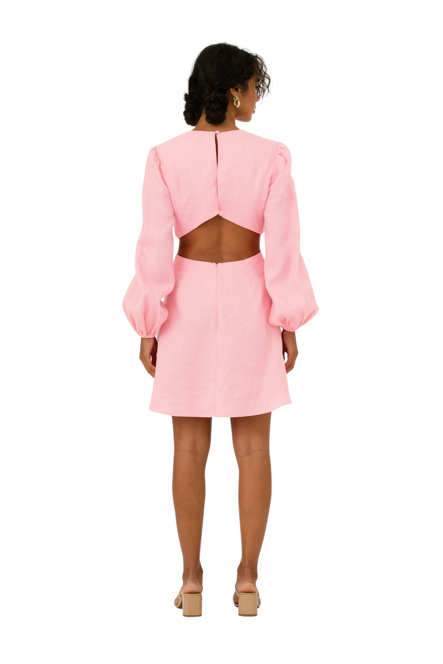 The Wolf Gang Safi Linen Cut Out Dress - Fairyfloss Pink photo 3