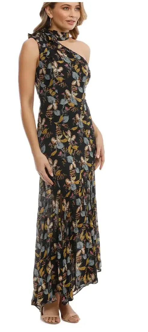 Nicholas Ava Tie Neck Maxi Dress Floral Size 10 photo 2