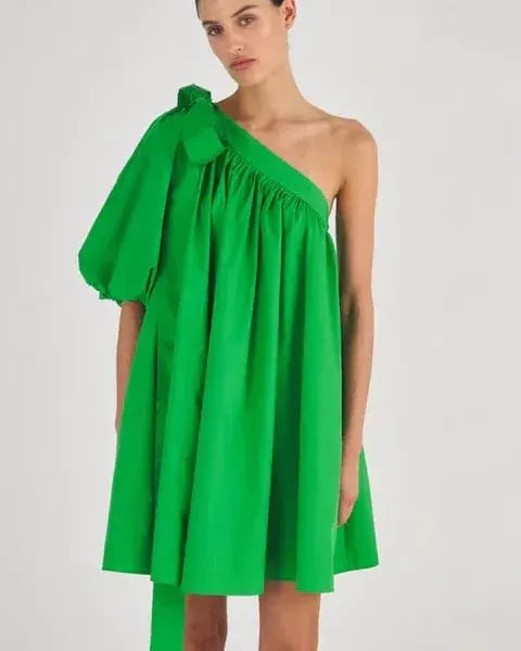 Oroton One Shoulder Mini Dress Meadow Green Size 10 photo 2