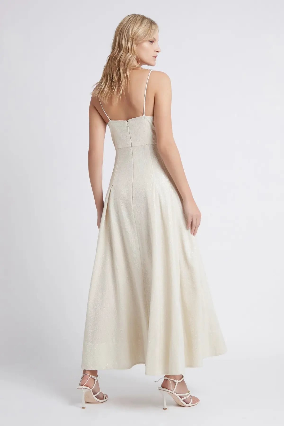Aje Idyllic Strappy Sequin Midi Dress Ivory Size 14 photo 3