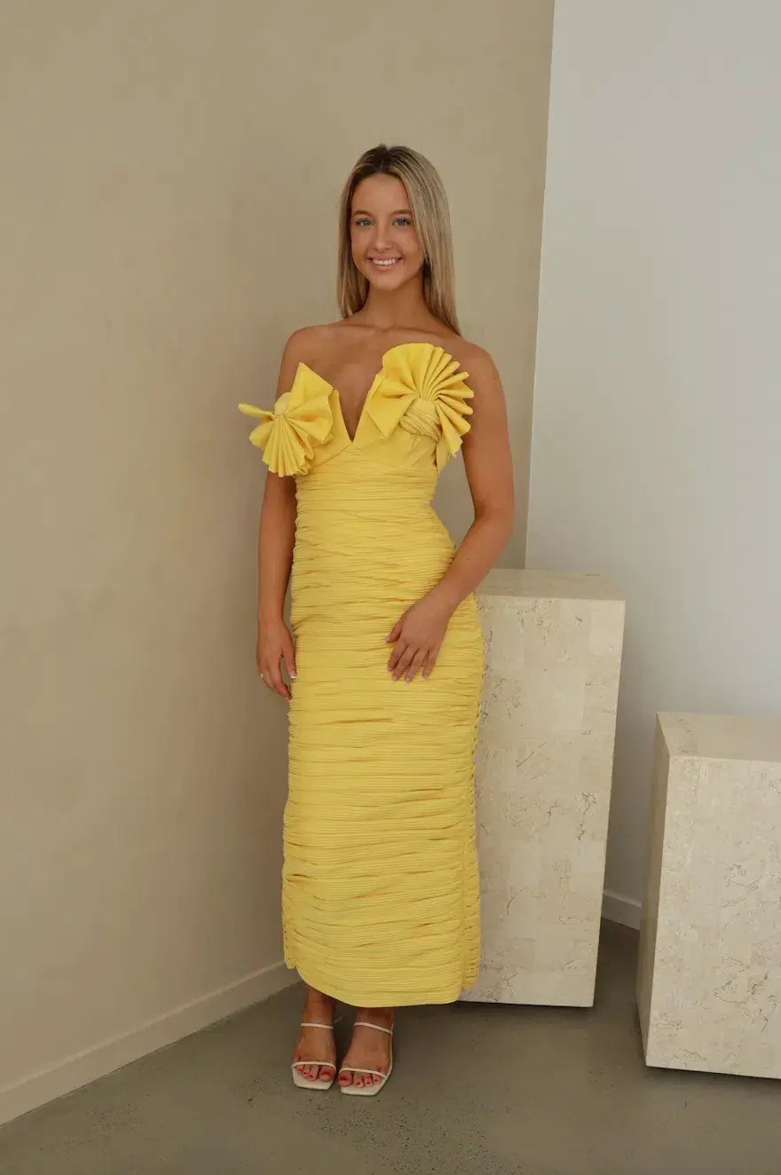 Rachel Gilbert Jensen Dress Yellow Size 2/Au 10 photo 2