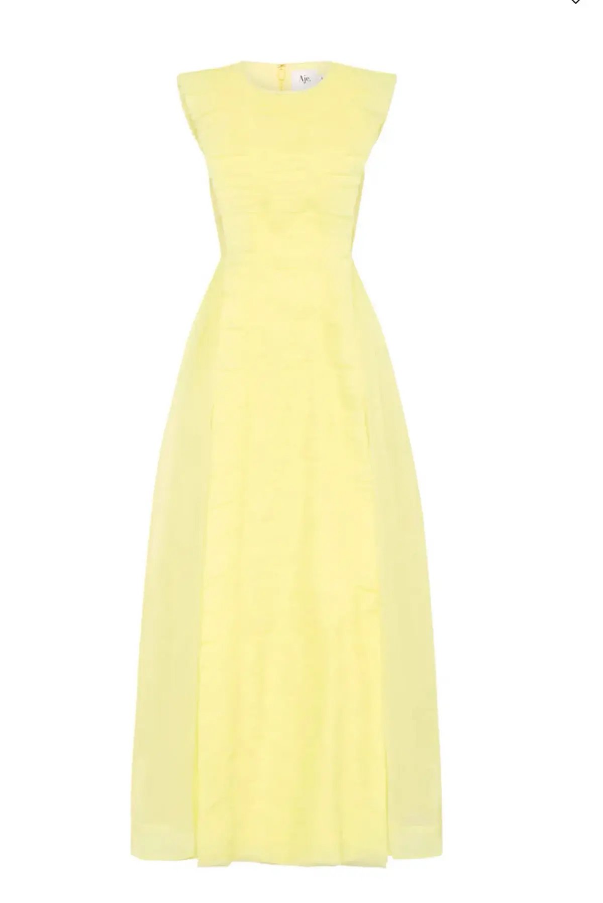 Aje Astrid Pleat Panel Midi Dress Yellow Size 8 / S photo 5