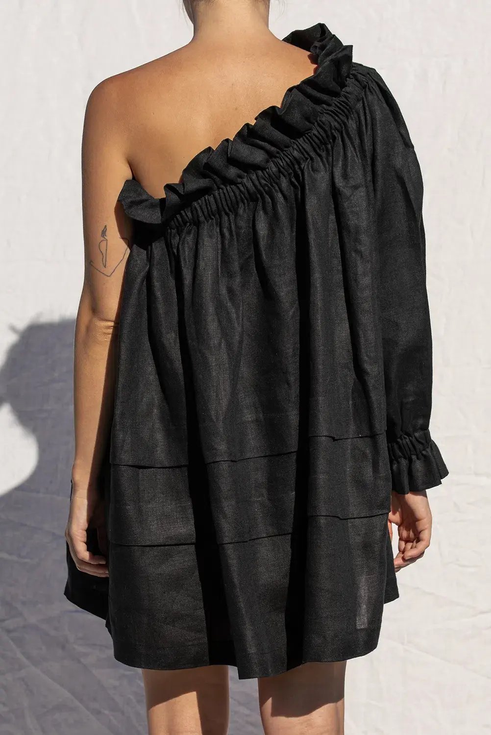 Shop Louee Thea One Shoulder Mini Dress Black One Size photo 3