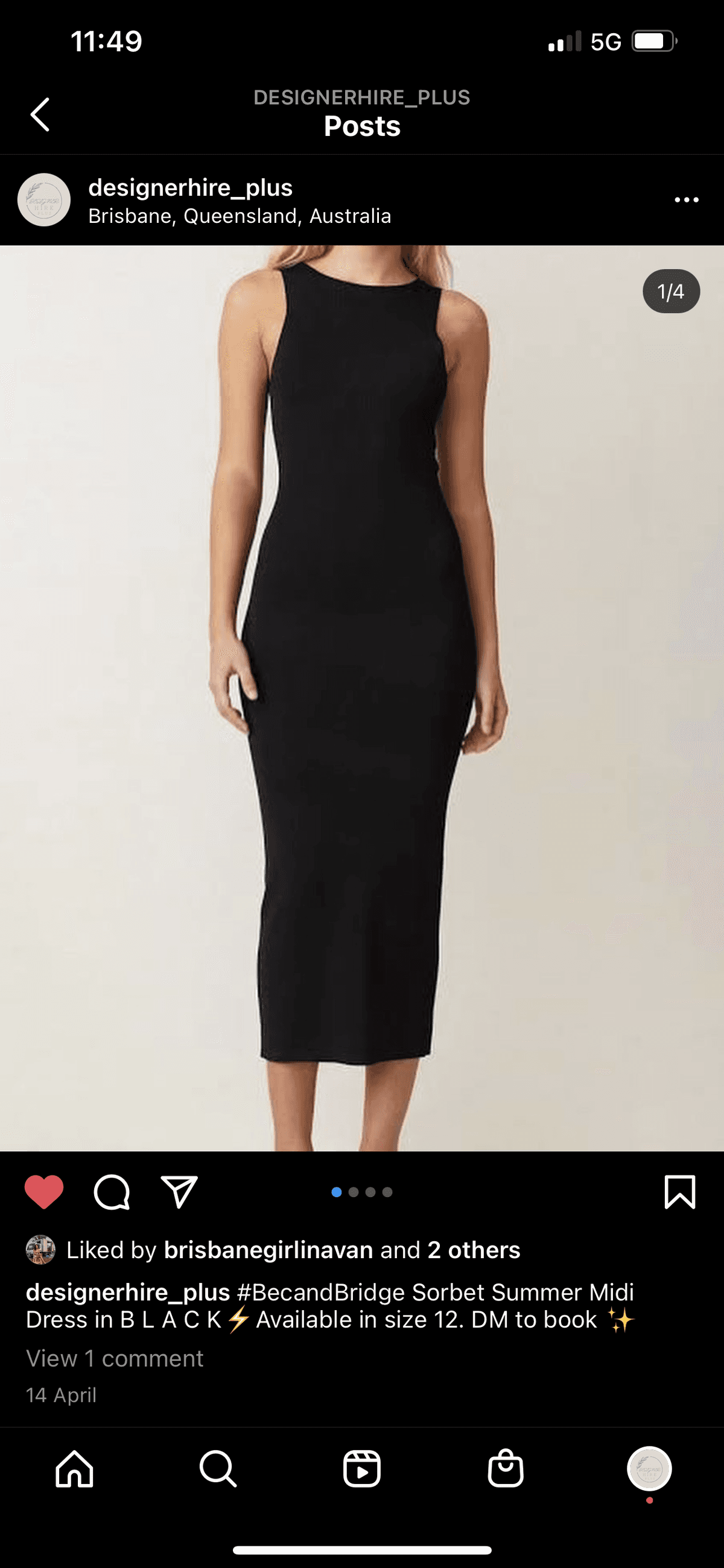 Bec & Bridge Sorbet Summer Midi Dress Black Size 12 photo 5