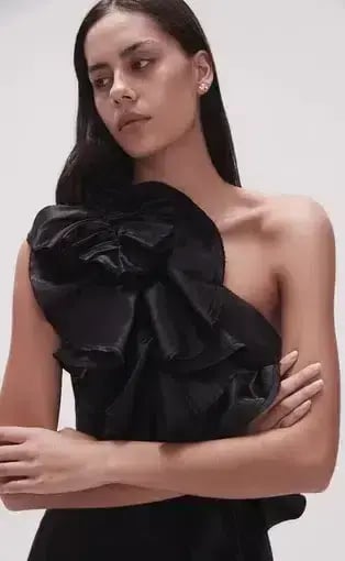 Aje Adelia Ruffle Midi Dress Black Size 10 photo 2