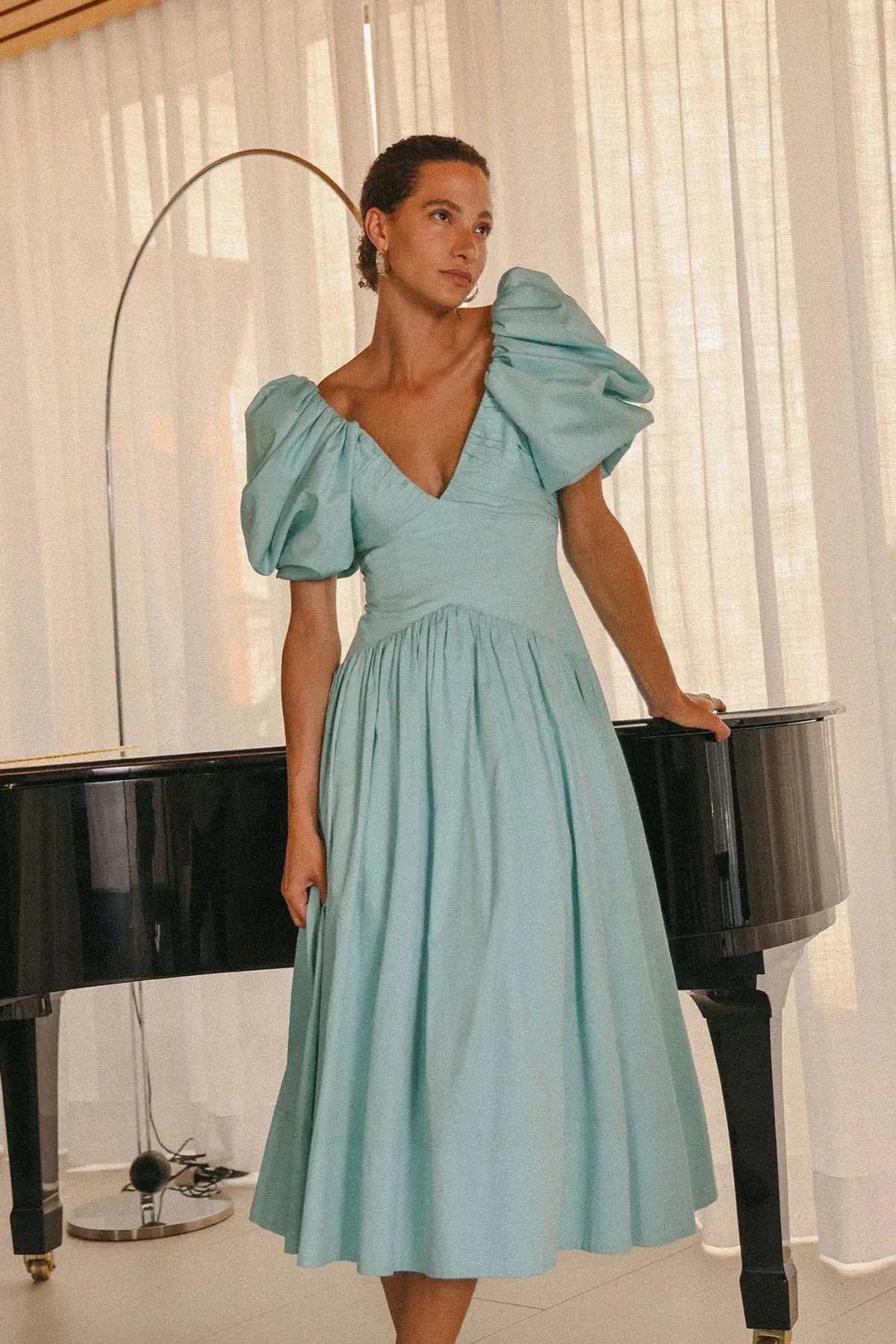 Aje Gabrielle Midi Dress Spearmint Blue Size 8 photo 2