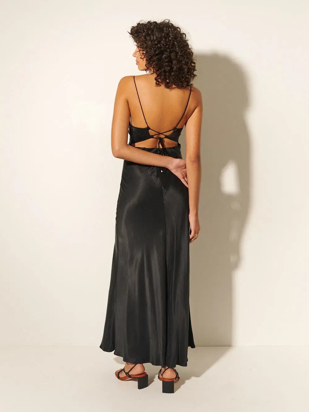Kivari Bianca Open Back Slip Dress Black Size AU 10 photo 4