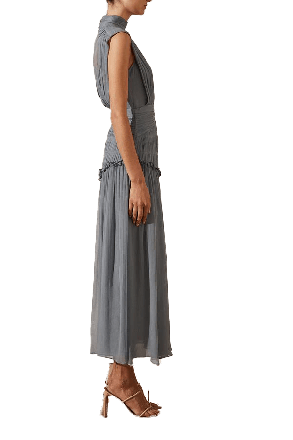 Shona Joy KAYLA HIGH NECK MIDI DRESS – BLUE SMOKE photo 4