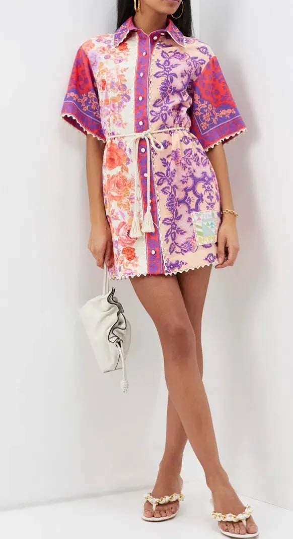 Zimmermann Raie Trimmed Shirt Dress Floral Size 0 / Au 8 photo 3
