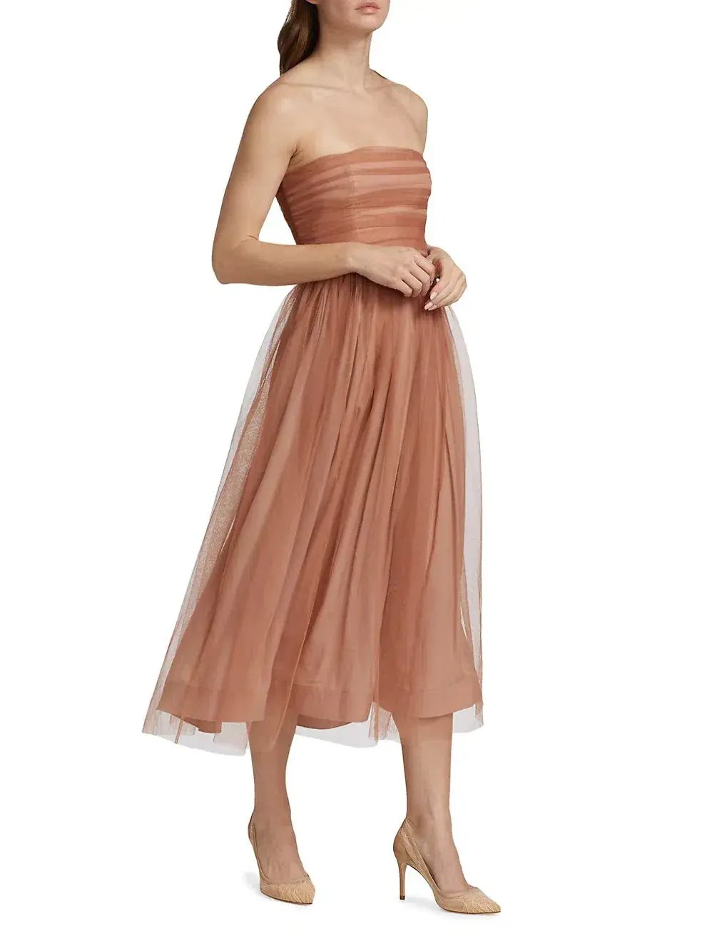 Zimmermann Tulle Strapless Midi Dress in Lipstick Size 1/AU 10 photo 3