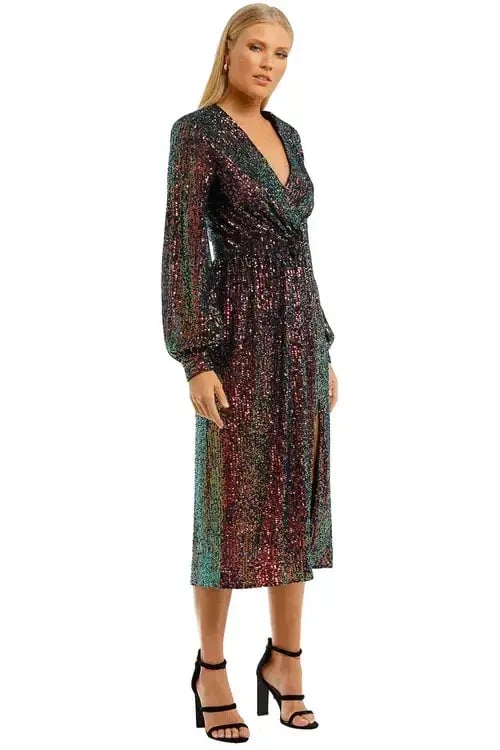 Rebecca Vallance Roxbury Long Sleeve Midi Multi Size 8 photo 2