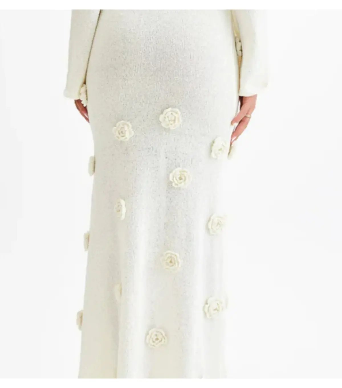 Meshki Kiki Off Shoulder Knit Rose Maxi Dress Ivory Size XS / AU 6 photo 5