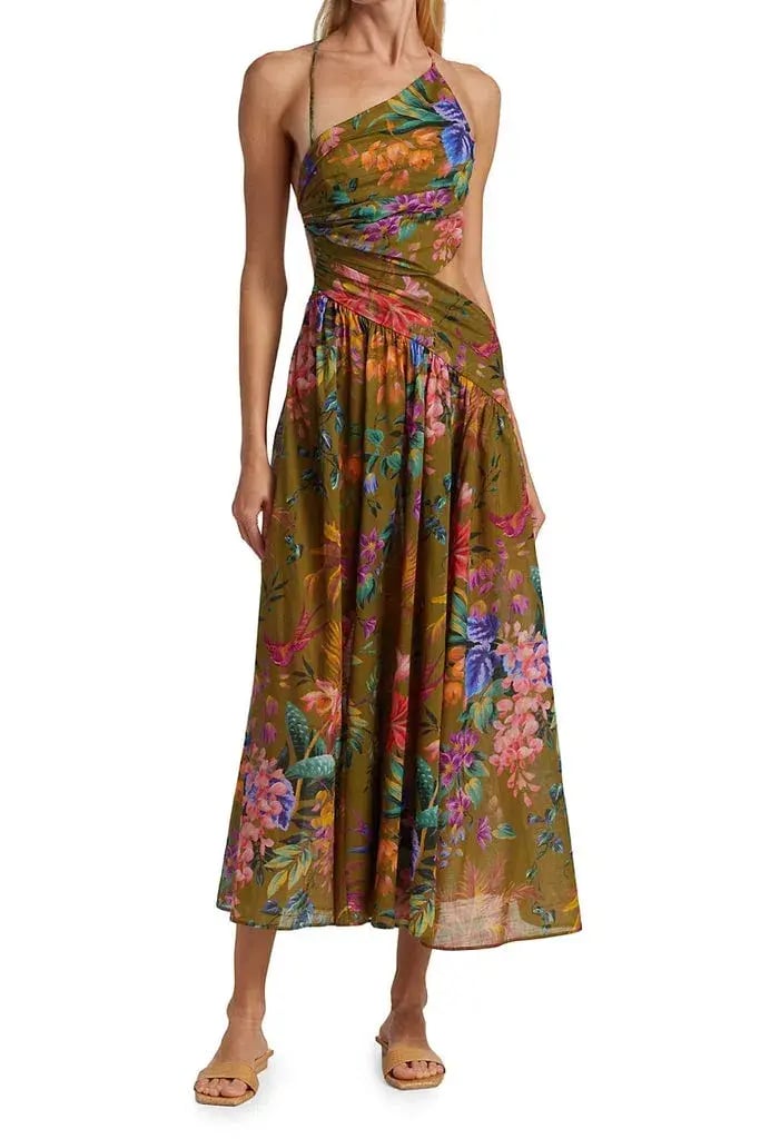 Zimmerman Tropicana Asymmetric Dress Khaki Floral Size 2/ 12 photo 3