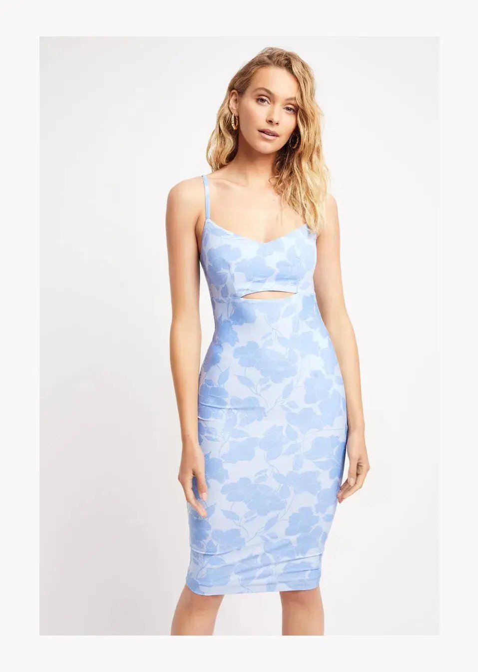 Kookai Turia Midi Dress Blue Floral Size 6 photo 2