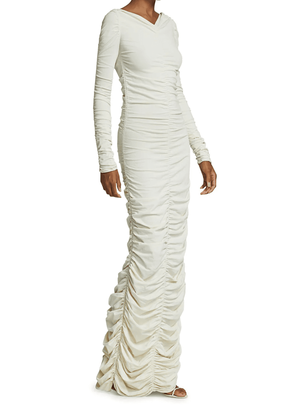 Khaite Lana Ruched Dress Ivory Size 8 photo 3