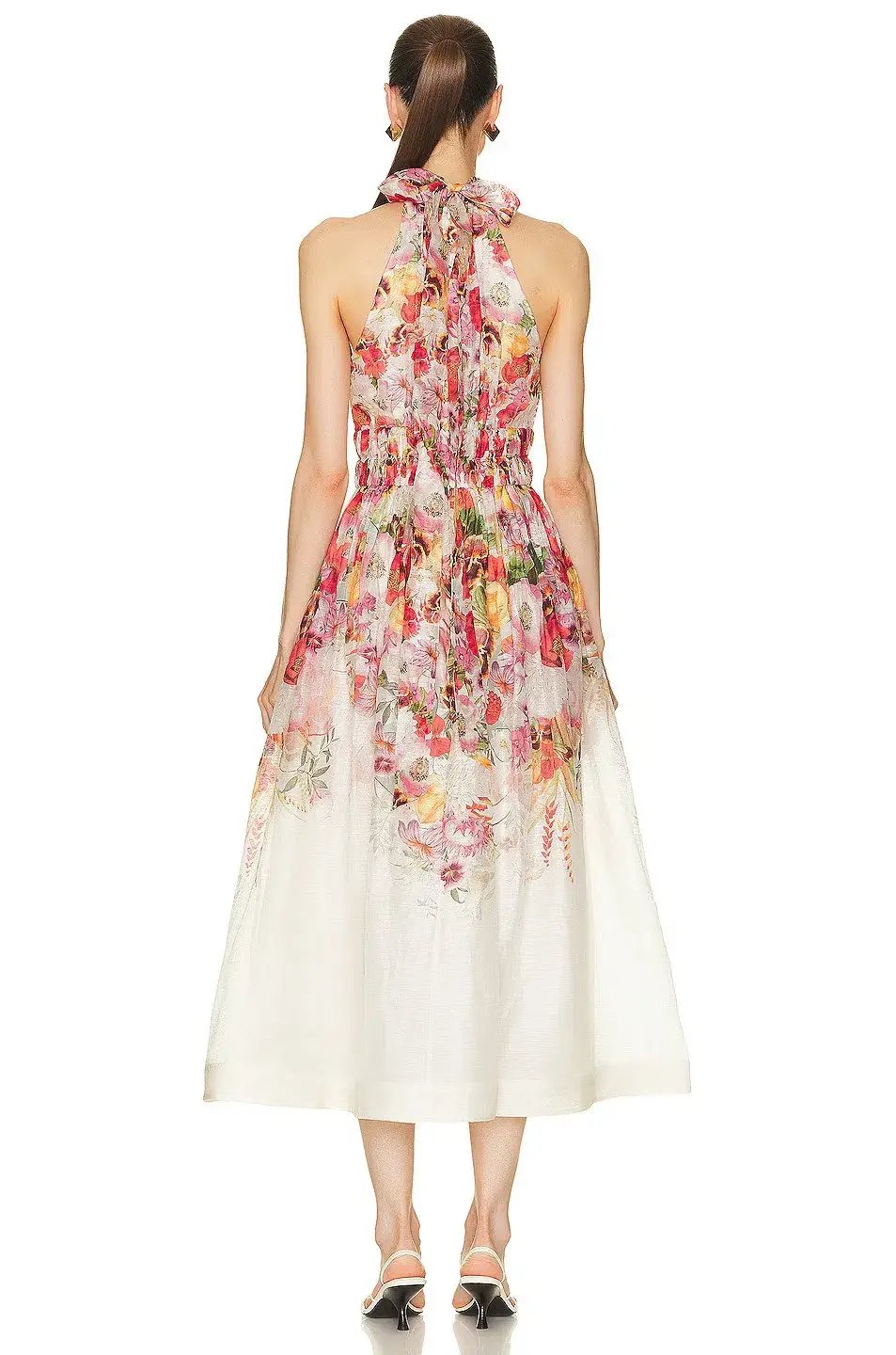 Zimmermann The Wonderland Halter Dress in Elka Poppy Ivory Print Size 1 /Au 10 photo 2