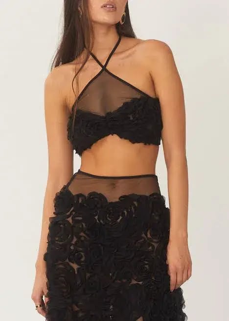 Arcina Ori Vivienne Crop and Maxi Skirt Set Black Size 10 photo 2
