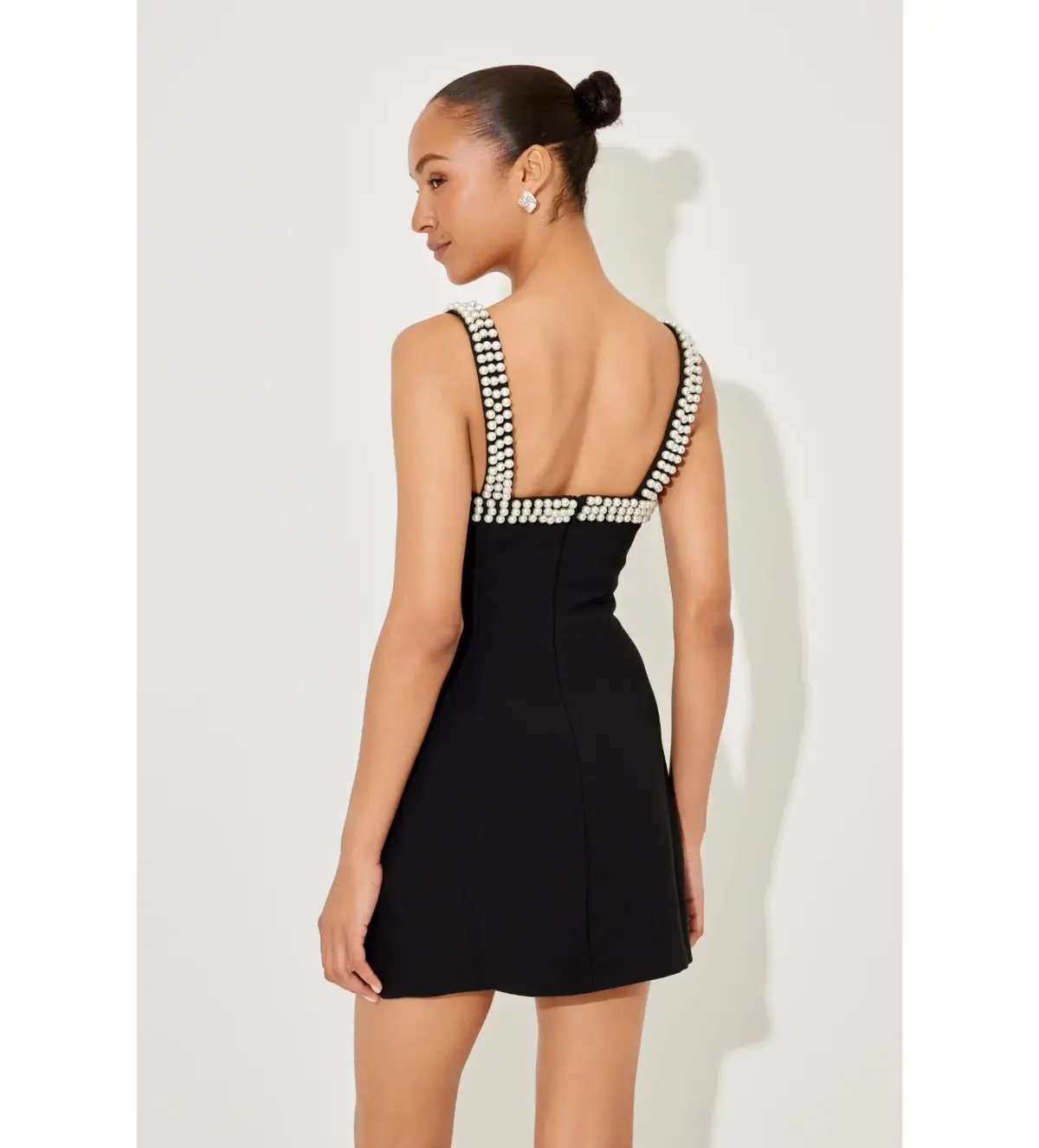 Odd Muse The Ultimate Muse Pearl Trim Mini Dress Black Size S/8 photo 4