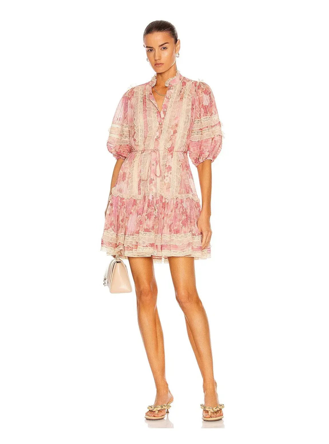 Zimmermann Concert Pintucked Mini Dress Cherry Meadows Size 1 / Au 10 photo 3