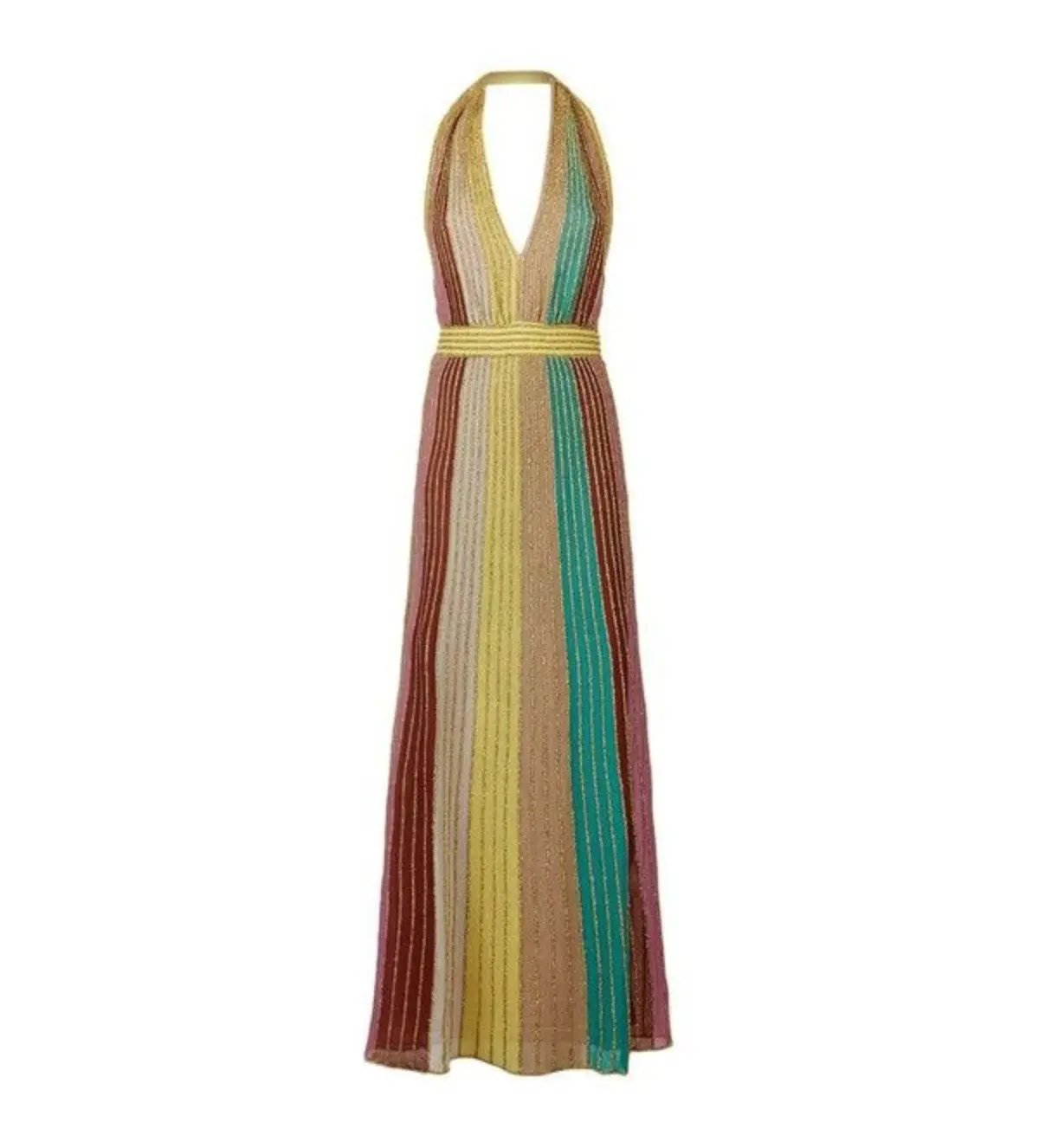 Missoni Striped Lurex Halter Maxi Dress Size AU 12 photo 2