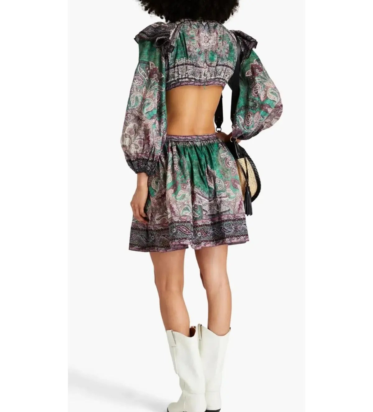Zimmermann Anneke Ruffle Mini Dress Teal Paisley Size 0P/AU 6P photo 4