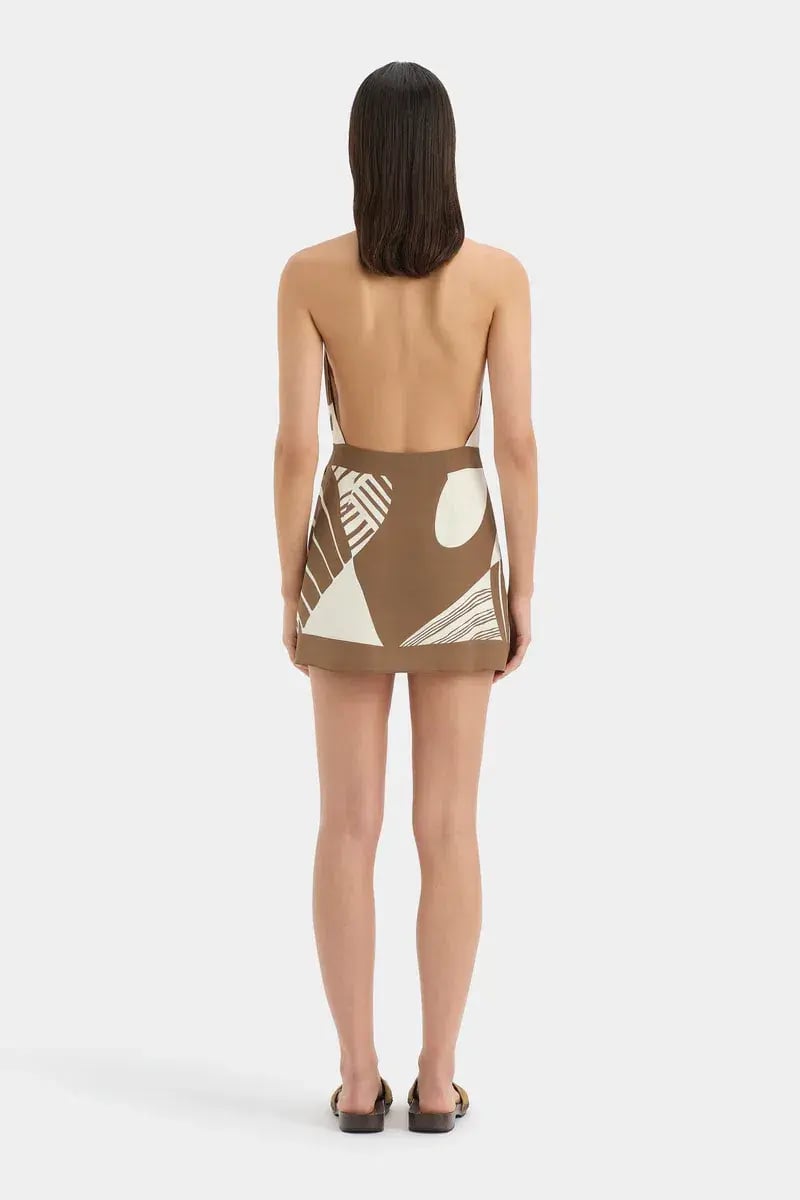 Sir The Label Almara Wrap Halter Mini Dress Espresso Stripe Size 1/ Au 8 photo 4