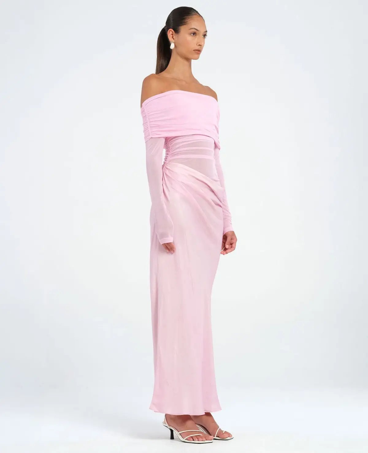 Benni Yasmin Off the Shoulder Maxi Dress in Baby Pink Size 8 photo 2