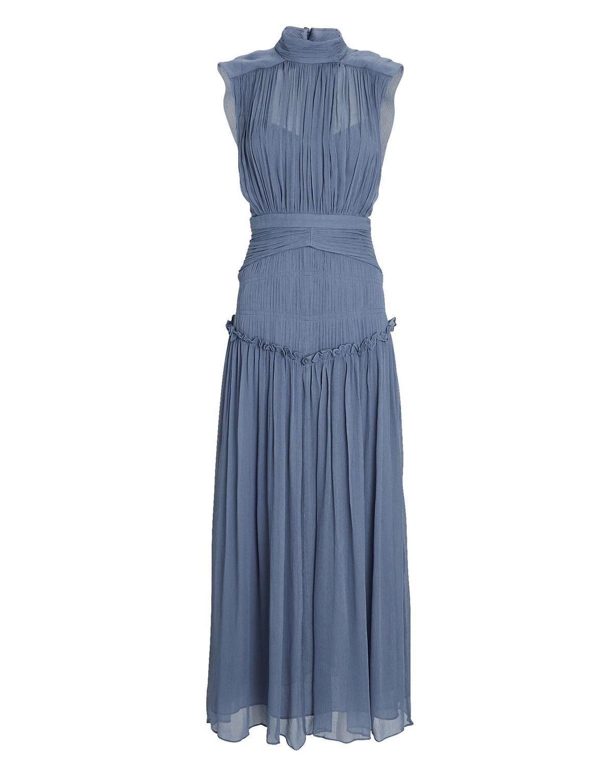 Shona Joy Kayla High Neck Midi Dress Blue Size 8 photo 4